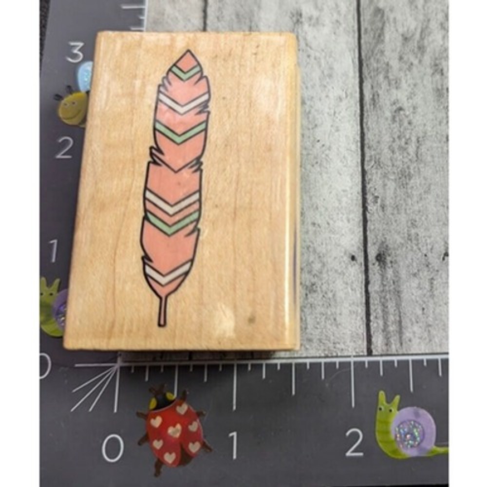 Stampabilities Designer Feather Rubber Stamp Wood #B89